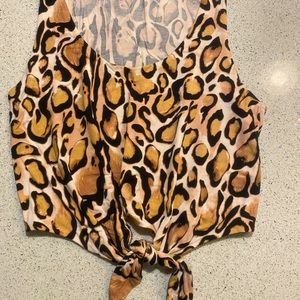 Babaton cropped tie up leopard print tank - xsmall worn once
